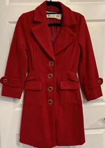 Institute Liberal Youth Red Coat Girl M- Dress 60% Wool 40% Polyester- - Picture 1 of 15