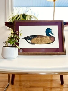 Arthur Nevin signierter blauflügeliger türkisfarbener Erpelköder 1935 Radierung Ente Stockente Kunst - Bild 1 von 7