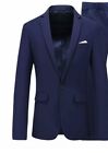 UNINUKOO Mens Slim Fit 34 Suit Single Breasted Jacket Party Prom Tuxedo Pan Navy