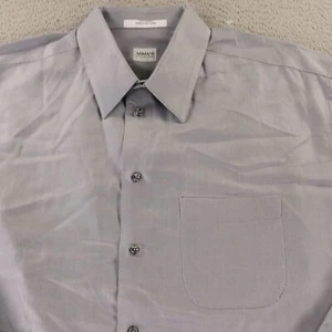 Armani Collezioni Shirt Mens 2XL 18 Gray Blue Striped 100% Cotton Serge Twill - Picture 1 of 12