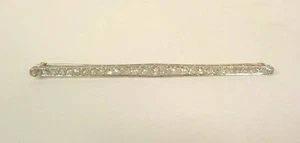 Antique 4" Platinum & Diamond Bar Pin, c. 1910 with Appraisal - Picture 1 of 12