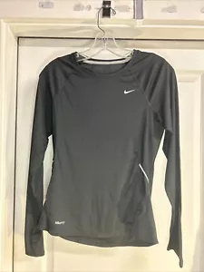 Nike Womens Contour Long Sleeve Black Sz S W/Reflective Logos Poly/Spandex - Picture 1 of 10