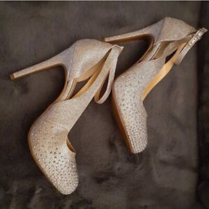 jessica simpson silver metallic studded stiletto heels 8.5
