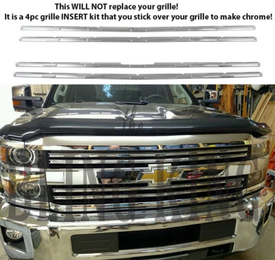 Chevy Silverado 2500 HD 2015-2019 parrilla cromada inserción moldura LT Z71 solamente Foto 1 de 4