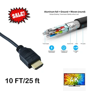 4K HDMI Kabel - 10, 25 Fuß Ultra High Speed Anschlüsse für Video 4K, HD 1080p  - Bild 1 von 6