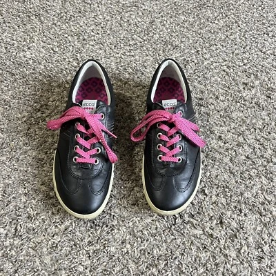 Ecco Hydromax Street Black Leather Pink Spikeless Golf Shoes Women 37 US 6.5-7 - Image 1 of 4