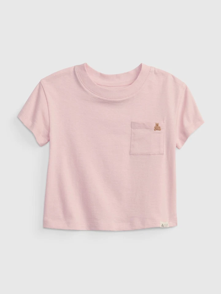 NUEVA $17 GAP Camiseta de Bolsillo Rosa Claro 100% Algodón Orgánico Niñas Pequeñas Talla 3T Foto 1 de 1