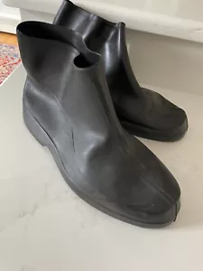 Mens Black Rubber Pull On Stretch Overshoes Large 10 - Picture 1 of 5