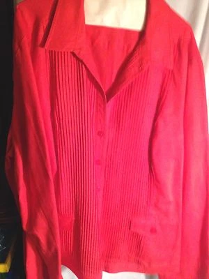 Jones New York Collection Mujer’s Plus Lino 24W Naranja Chaqueta de Carrera Larga SLV Foto 1 de 4