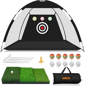 Amicus 10x7 ft Golf Practice Net, Golf Nets for Backyard Driving Real Golf Balls - Picture 1 of 8
