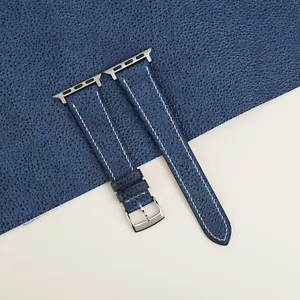 Navy Black Diamond Leather Apple Watch Band 38mm 40mm 41mm 42mm 44mm 45mm 49mm - Picture 1 of 9