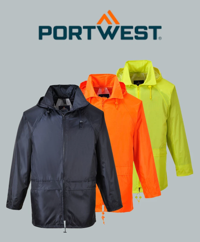 Portwest Classic Rain Jacket Waterproof Lightweight Packable Hooded S440 - Image 1 of 4