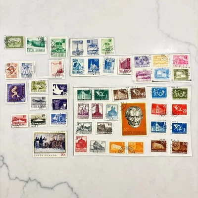 Romania Lot 50+ Stamps (J136 2462 Electricity Transport Communication Washington - Image 1 of 4