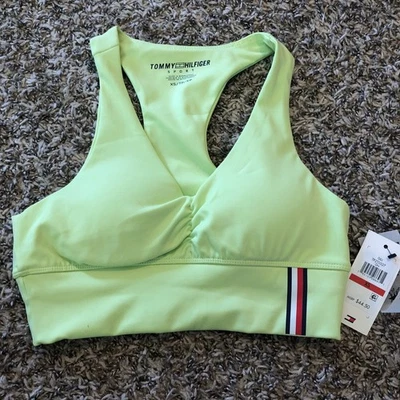 Tommy Hilfiger 运动霓虹绿色运动文胸女式 XS 码全新带标签 44 美元 — 第 1/4 张图片