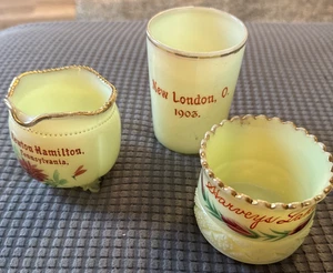 Three Antique Custard Glass Souvenirs-Glow Under Blacklight - Picture 1 of 20