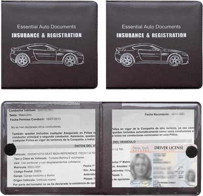 Porta Assicurazione Immatricolazione Auto, Confezione da 2 Essential Auto Card Documenti Glove Box  - Immagine 1 di 4