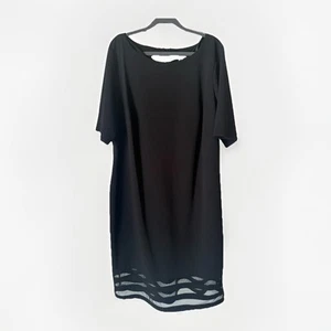 Calvin Klein Black Dress Womens 20W Plus Black Midi Sheath Classic Short Sleeve - Picture 1 of 8