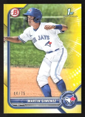 2022 Bowman #BCP-97 Martin Gimenez Chrome Prospects Yellow Refractors #/75 - Image 1 of 2