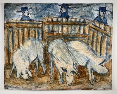 SHADY MEN AT THE HOG PEN por el artista listado de Georgia Steven Red Mud Chandler Foto 1 de 4