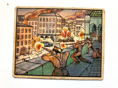 A  BATTLE  FROM  A  ROOF  IN  BARCELONA -1938 GUM INC "horrors of war" card/VG - Image 1 of 2