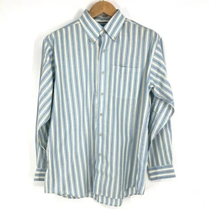 LL Bean Traditional Fit Long Sleeve Blue Yellow Striped Button Down Shirt Mens M - Picture 1 of 8