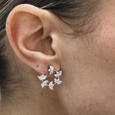 Pear Lab-Created Diamond Ear Jacket Earrings 2.05ct F/VS 14K White Gold - Image 1 of 4