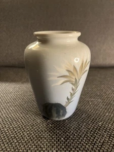 ROYAL COPENHAGEN Denmark White Blue Desert Cactus Flower 4" Small Vase Signed - Picture 1 of 11