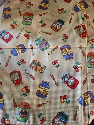 VTG HTF Sharon Kessler Concord Canning Jars on Check Cotton Fabric 2 Yards X 45" - Image 1 of 4