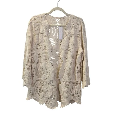 Nuevo con etiquetas Suéter Topper Suave Surroundings Cordelia Crochet Tejido Manga Campana Grande Foto 1 de 4