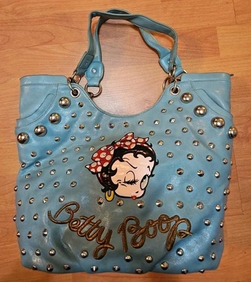  Bolso de mano Betty Boop de cuero sintético turquesa con tachuelas deslumbrante Foto 1 de 4