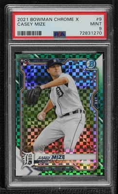 2021 Bowman Chrome X Green X-Fractor /31 Casey Mize #9 PSA 9 MINT Rookie RC - Image 1 of 2