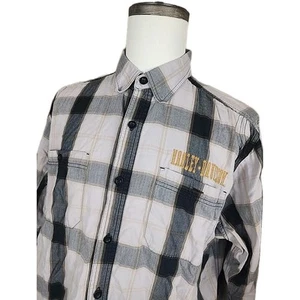 Harley-Davidson Mens XL Plaid Button Down Long Sleeve Black Grey 2 Pocket  - Picture 1 of 14