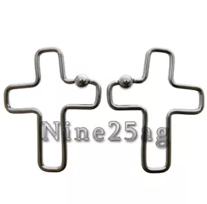 PAIR 14g CROSS CBR EARRING NIPPLE RINGS RING PLUGS - Foto 1 di 1
