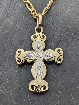 Colgante Cruz Jesús 585/14K 4,60 Gramos De Oro Amarillo Para Collares #493 - Imagen 1 de 4