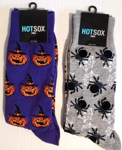 2x Hot Sox Halloween Herren Crew Socken Kürbisse & Spinnen Baumwollmischung Gr. 10-13 - Bild 1 von 3