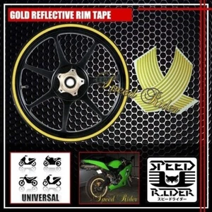 GOLD REFLECTIVE RIM TAPE WHEEL STRIPE TRIM AUTO BIKE BICYCLE DECAL 16 17 18 19 - Picture 1 of 1