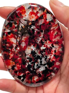 Glass Belt Buckle By Isabelle Artisan Signed True Art Handcrafted Red Black 3406 - Picture 1 of 12