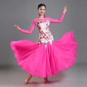 Latin Ballroom Dance Dress Modern Salsa Waltz Standard Long Dress#C037 4 Colors - Picture 1 of 16
