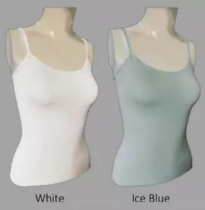 Ladies Stretch Plain Strappy Vest Cami Women's Tank Top Poly Cotton High Quality - Picture 1 of 14