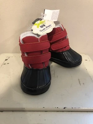 First Steps By Stepping Stones Botas Infantiles Zapatos 9-12 Meses Negro y Rojo Foto 1 de 4