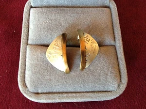 Sterling and brass stud pierced earrings - Picture 1 of 2