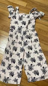 Janie And Jack Girls Floral Pink Romper/jumpsuit Sz 5 - Picture 1 of 1