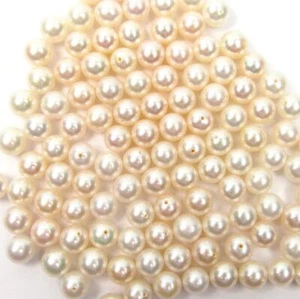 5 pcs 7.5-8mm AAA Round Half Drilled Cultured White Fresh Water Pearl - Picture 1 of 2