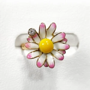 Christian Dior Diorette 1P Diamond 18K YG Pink Flower Pinky Ring #42 / 2.2~2.6US - Picture 1 of 5