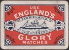 Playing Cards Single Card Old Vintage Wide ENGLAND’S GLORY MATCHES Advertising A