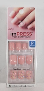 imPRESS 30 Nails Press-on Manicure 6 Accents Petite Length PINK My New Addiction - Picture 1 of 3