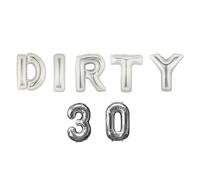 16" 40" Letter Balloons Number Balloon Dirty 30 Big 30th Birthday Party Supplies - Image 1 of 4