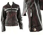 Womens 14 Hein Gericke Red Distressed Leather Motorcycle Jacket 