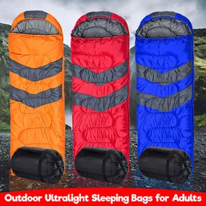 4 SEASON SINGLE SLEEPING BAGS WATERPROOF CAMPING RECTANGULAR ENVELOPE ZIP ADULT - Picture 1 of 56