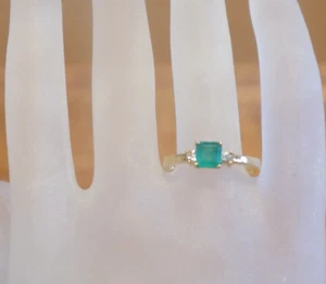 18K YELLOW GOLD EMERALD DIAMOND RING CEI - Picture 1 of 12